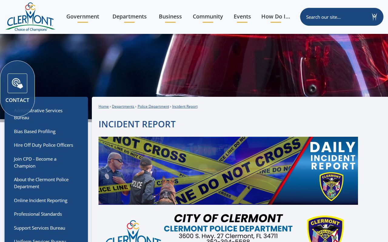 Clermont criminal records daily police incident report page