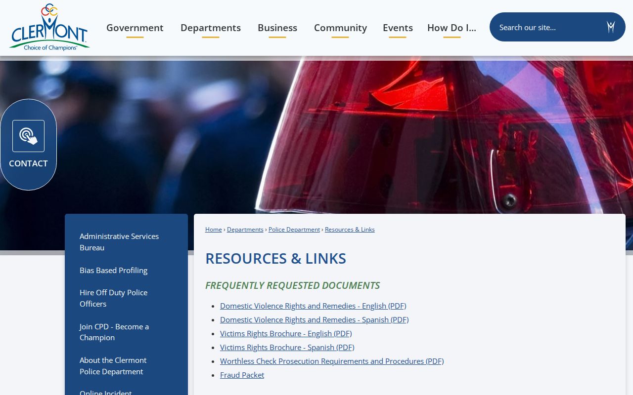 Clermont criminal records and online police reporting resources