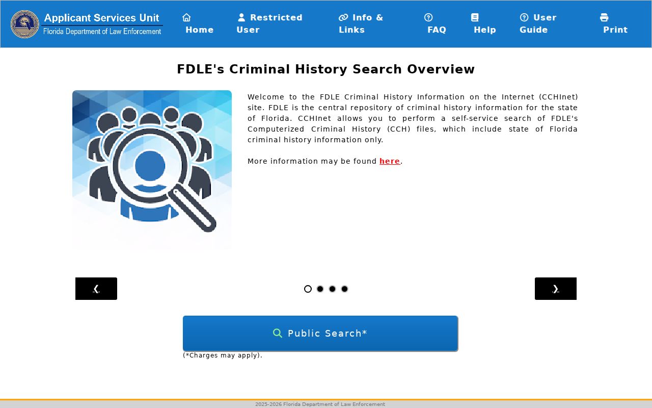 Lake County criminal history search through FDLE