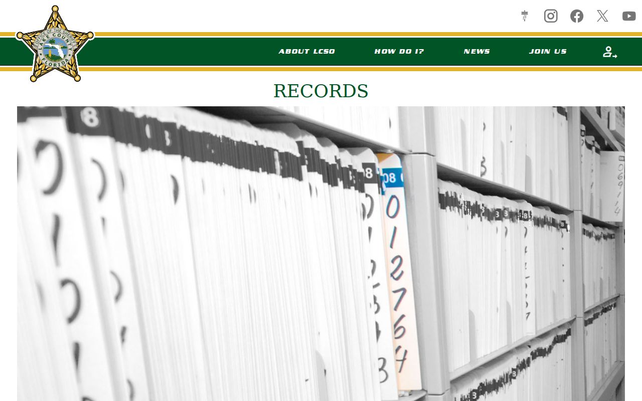 Lake County criminal records at LCSO Central Records