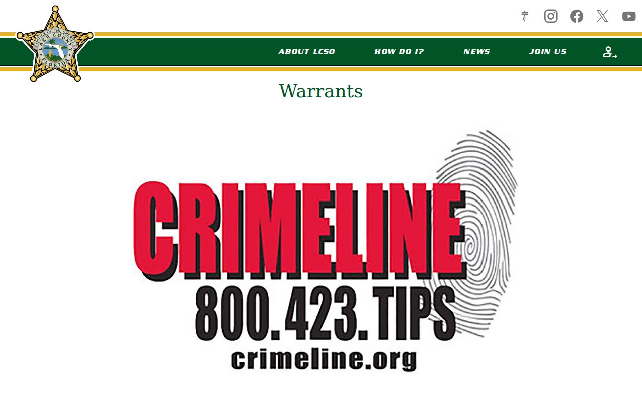 Lake County criminal warrant information rule